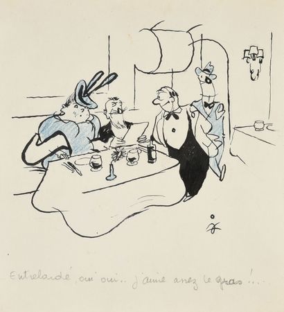 JULHES, MAURICE WILLIAM (1896-1985) SET OF PRESS DRAWINGS "I like fat enough!" and...