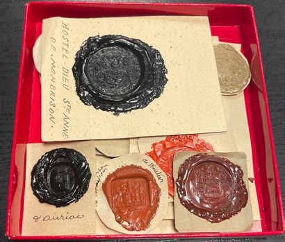 Box of wax impressions of armorial stamp...