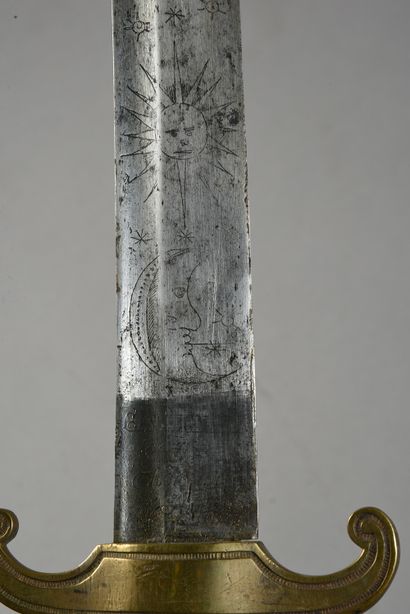 null Sapper's sword of head of column, bronze guard with cock's head and cruise with...