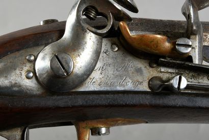 null Flintlock artillery musket model 1829, lock of the "Manufacture Royale de Maubeuge",...