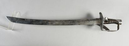 null Curious sword, iron guard with two enveloping branches and a thumb ring, filigree...