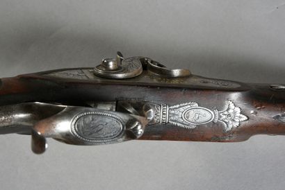 null Pair of converted flintlock percussion pistols for officers, octagonal barrels,...