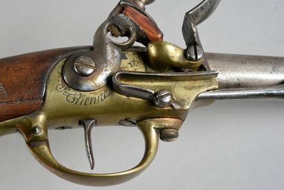 null Cavalry pistol model 1777 second type, lock of the "Manufacture de Saint-Etienne",...