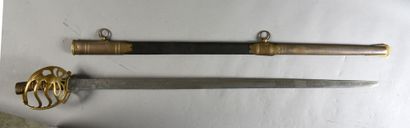 null Rifleman's sword, five-pronged wrap-around hilt decorated with a flaming grenade,...