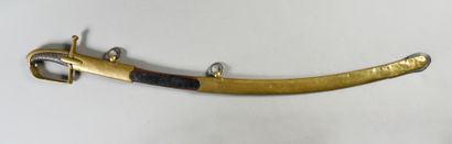 null Sabre de Hussard modèle 1783-1786, garde à une branche en bronze (poinçon «AP»),...