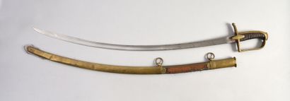 null Light cavalry officer's saber, bronze single-branch guard, lugged cruise, filigree...