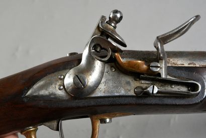 null Flintlock artillery musket model 1829, lock of the "Manufacture Royale de Maubeuge",...