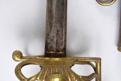 null Saber called "à garde de bataille", five-sided frame, branch attached to an...