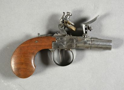 null Flintlock pistol with forced bullet and Scottish style, rear safety, locks engraved...