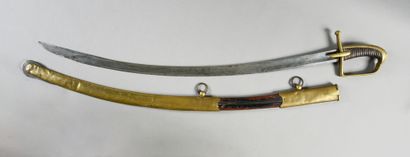 null Sabre de Hussard modèle 1783-1786, garde à une branche en bronze (poinçon «AP»),...