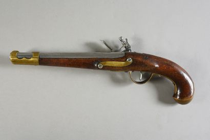 null Pistolet règlementaire autrichien modèle 1798, léger fêle à l'avant de la platine....