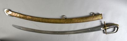 null Hussar or Chasseur à cheval saber, bronze hilt with one branch, filigree spindle,...