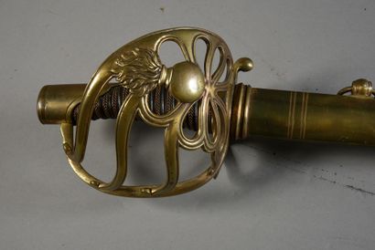 null Rifleman officer's saber, four-pronged wraparound hilt stamped with a flaming...