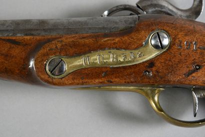 null Pistolet d'arçon prussien modèle 1850, système à fulminate. Fêle à la crosse....