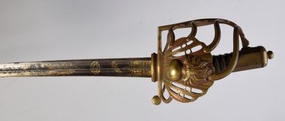null Saber with battle hilt, openwork shell decorated with a flaming grenade, pommel...