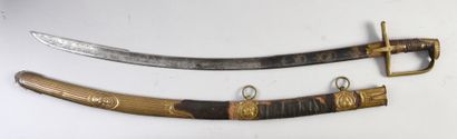 null Sabre d'officier de hussard, garde à l'allemande, fusée en cuir annelé (manques),...