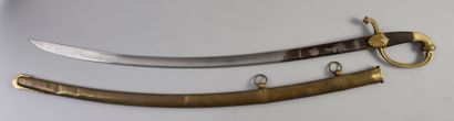 null Officer's saber, bronze hilt with one branch, squared ebony spindle, half-eared...