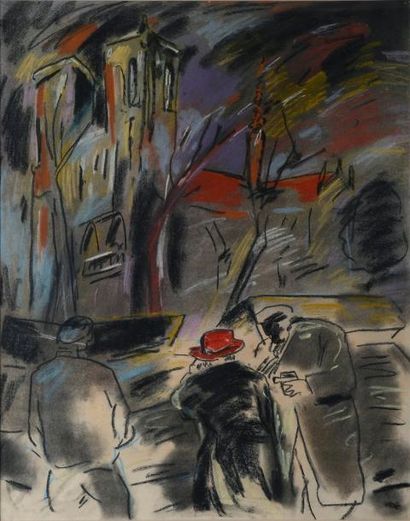 SICILIA José Maria (né en 1954) Notre Dame de Paris. Pastel et fusain sur papier,...