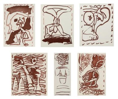ALECHIN SKY Pierre (né en 1927) Composition. Portfolio de 6 gravures, épreuves d'artiste...