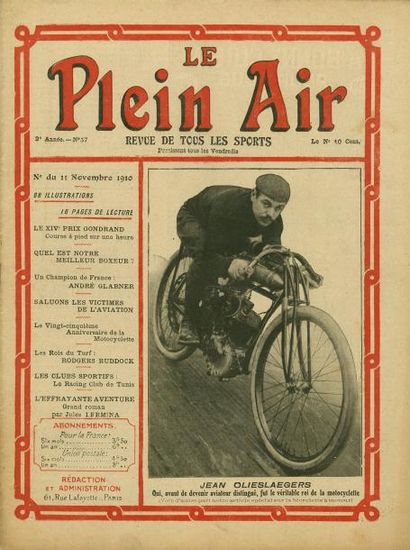 null Lot de 65 revues Le Plein Air entre 1910 et 1913. Toute l'actualité sportive...