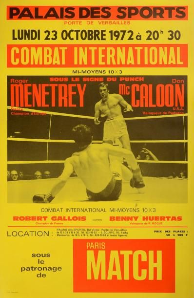 null Affiche du combat entre Roger Menetrey et Don Mc Caloon le lundi 23 octobre...