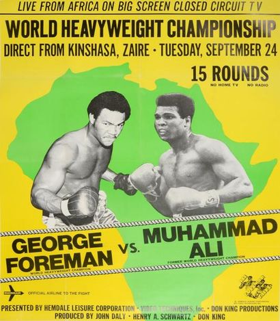 null Affiche du combat entre George Foreman et Mohamed Ali pour le Championnat du...