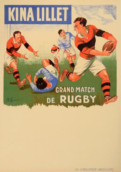null Affiche. «Kina Lillet». Grand match de Rugby. Signée André Galland. Vers 1920....