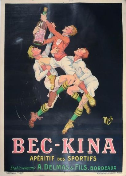 null Affiche. «Bec-Kina» illustrée par Mich. Imprimerie Wall. Paris 1910. Format...