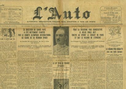 null Lot de 20 numéros du journal L'Auto entre 1930 et 1939. (états divers).