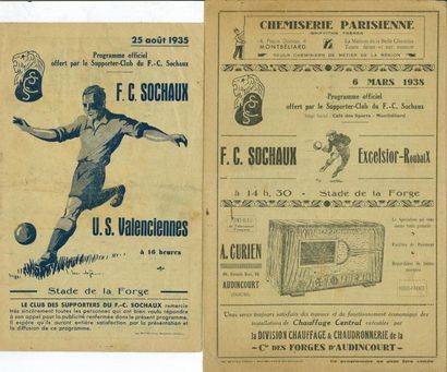 null Rares programmes du FC Sochaux de 1935 contre Valenciennes et de 1938 contre...