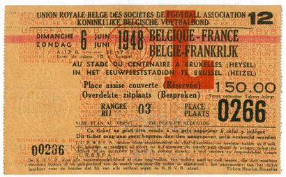 null Billet de la rencontre entre la Belgique et la France le 6 juin 1948 à Bruxelles....