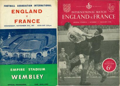 null Lot de 3 programmes de rencontres entre l'Angleterre et la France en 1951-1953...