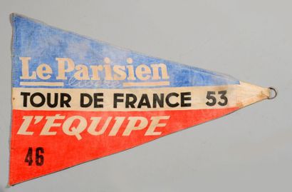 null Fanion officiel de voiture sur le Tour de France 1953. Victoire de Louison Bobet....