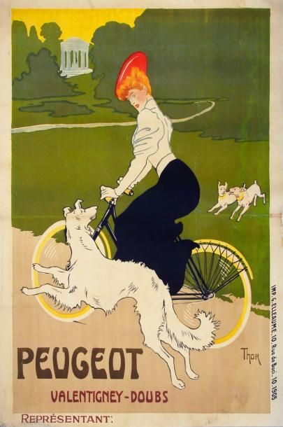 null Affiche. «Peugeot». Signée Walter Thor (1870-1929). Imprimerie G Elleaume. Paris....