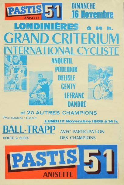 null Affiche. «Grand criterium International» à Londinières le 16 novembre 1969 avec...