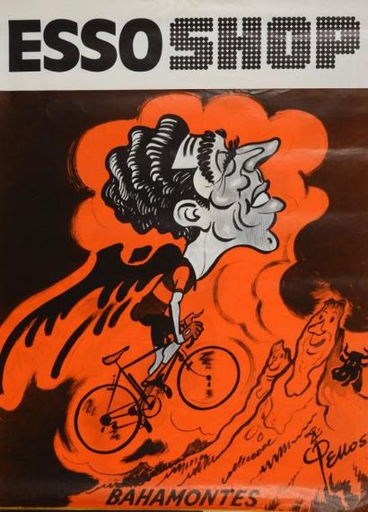 null Affiche caricature de Federico Bahamontes vainqueur du Tour de France 1959....
