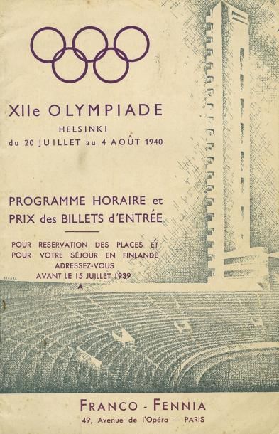 1940. Helsinki Programme des épreuves des Jeux qui furent annulés. 22 pages. Format...