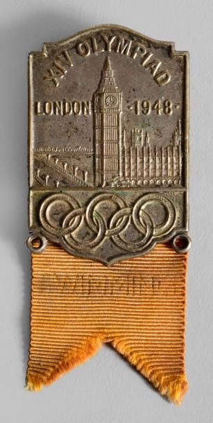 1948. Londres Badge officiel des participants en bronze argenté. Discipline «Natation»....