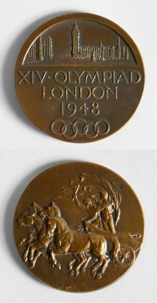 1948. Londres Médaille officielle en bronze de participant (Athlètes). Graveur B....
