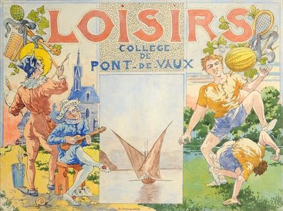 null Aquarelle. «Loisirs du Collège de Pont de Vaux». Signée D. Desgranges. Dim....