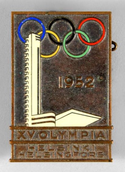 1952. Helsinki Badge en bronze des participants et des athlètes. Dim. 48 x 32 mm...