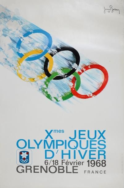 1968. Grenoble Affiche officielle des Xe Jeux Olympiques d'hiver. Signée Jean Brian....