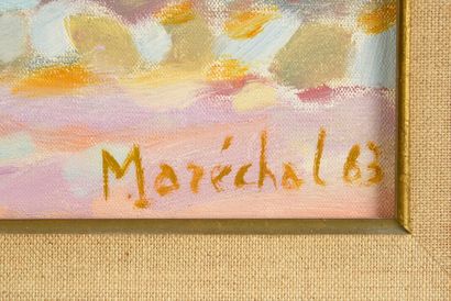 CLAUDE MARECHAL (1925-2009) Paysage, 1963.
Huile sur toile.
Signée en bas à droite,...