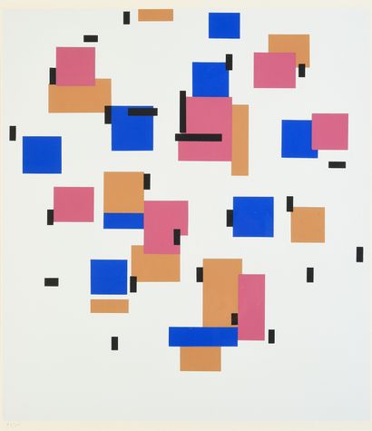 MONDRIAN Piet (1872-1944) Composition en couleur en bleu B (1917).
Sérigraphie en...