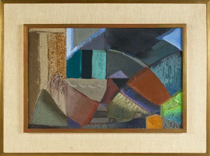 ALFRED RETH (1884-1966) Composition, 1950.
Huile et sablage sur toile.
Signée et...