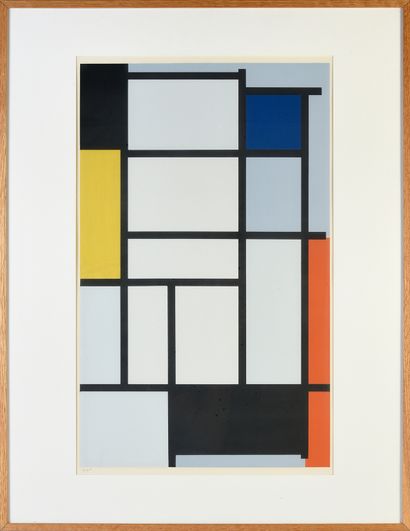 MONDRIAN Piet (1872-1944) Composition en rouge, jaune, bleu et noir (1921).
Sérigraphie...