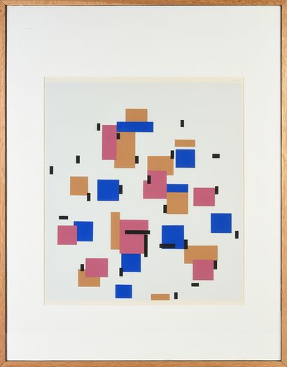 MONDRIAN Piet (1872-1944) Composition en couleur en bleu B (1917).
Sérigraphie en...