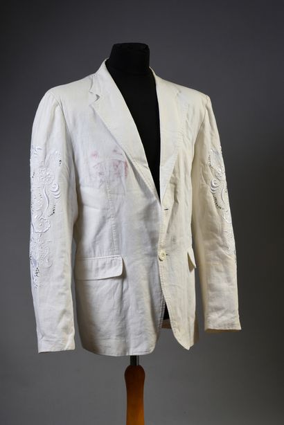 JOHNNY HALLYDAY : 1 veste en coton blanc,...