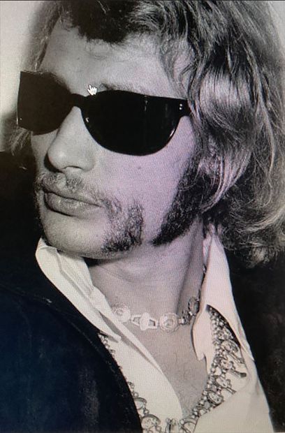 null JOHNNY HALLYDAY: 1 vintage Navajo silver and turquoise necklace with silver...