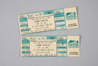 null FRANK SINATRA (1915/1998) : Performer and actor. 2 tickets for Frank Sinatra's...